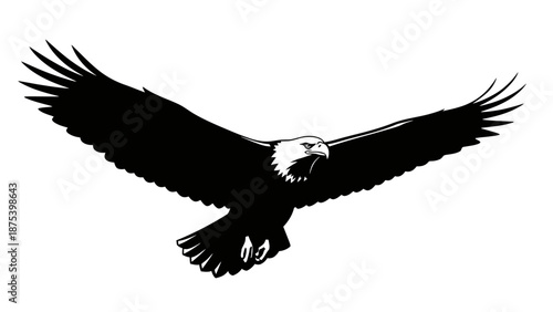 Majestic Bald Eagle in Flight Silhouette Graphic.