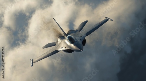 Dassault Rafale Fighter Jet Performing Dynamic Flight Maneuver with Smoke Trail in Cloudy Sky