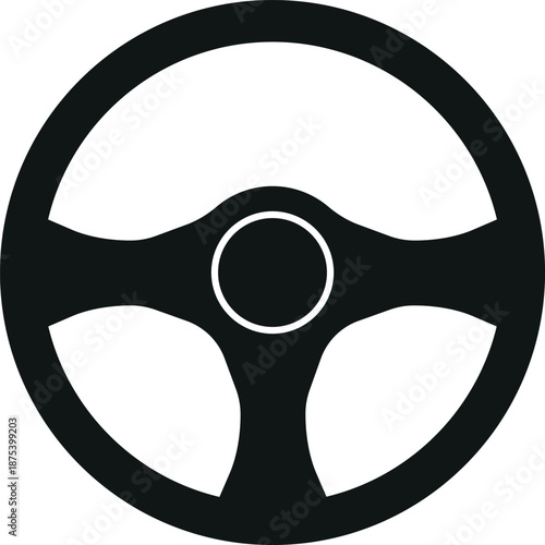 Automotive Steering Wheel Silhouette for Car Driving and Racing