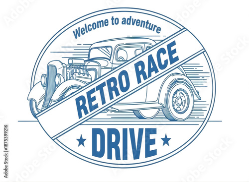 Hot rod retro race emblem