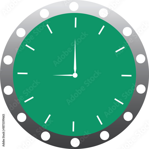 Modern Analog Wall Clock Icon with Green Face