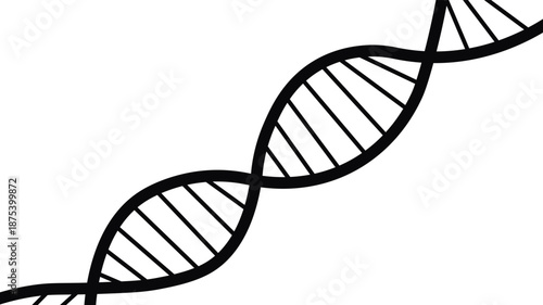Tilted Black DNA Strand Icon for Medical and Science Design
