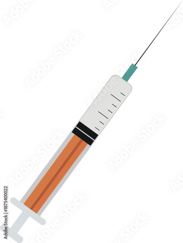 Medical Syringe with Orange Liquid and Needle Illustration