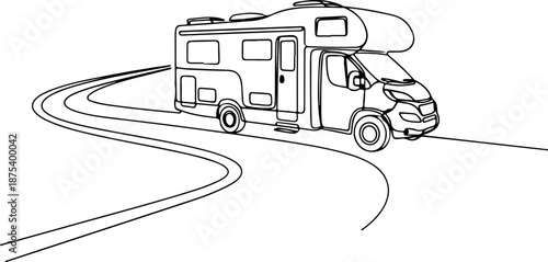 Camper van on winding road