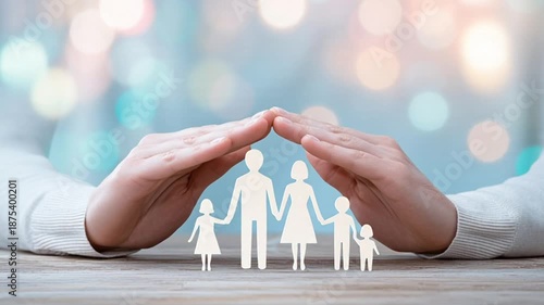 Creating a safe and protected environment for family with care and love hands concept