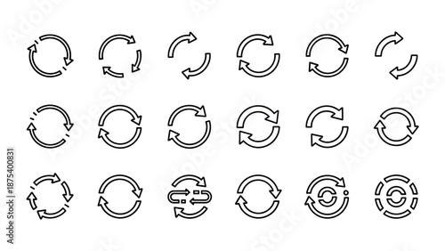 Collection of Circular Arrows and Refresh Icons - Business Process and Workflow Symbols