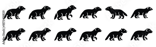 Photos mongoose silhouette vector icon set, black clipart collection, Animal silhouette