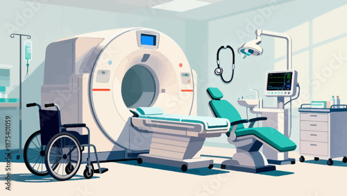 Medical imaging room with equipment