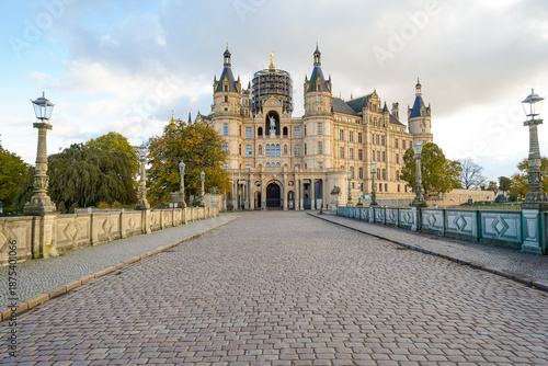 castle of schwerin in germany banner for travel goals and sights of city breaks landmarks, travel guide Europe postcard Schwerin Germany