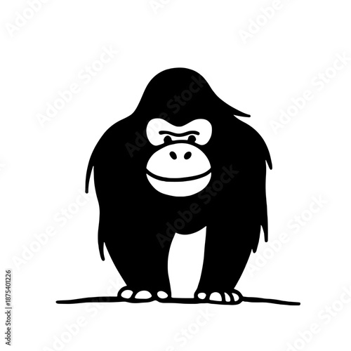 Bornean Orangutan. Bornean Orangutan simple black and white line art vector logo