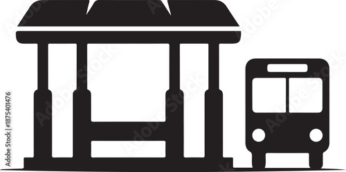 Bus stop and bus silhouette