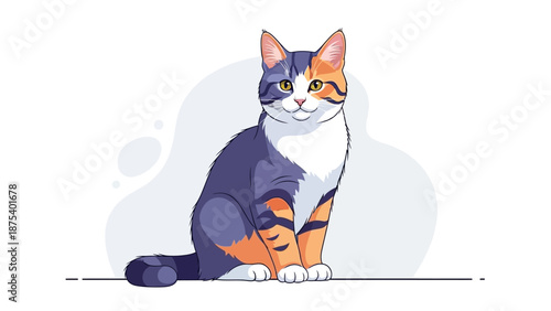 Calico Cat Sitting Upright – Digital Avatar