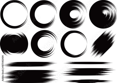 和風の筆書きフレームセット　ブラック