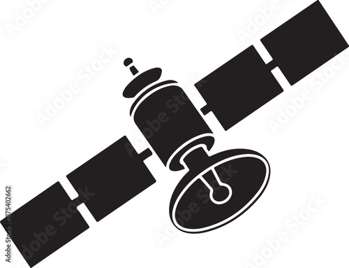 Satellite in space with solar panels and dish antenna