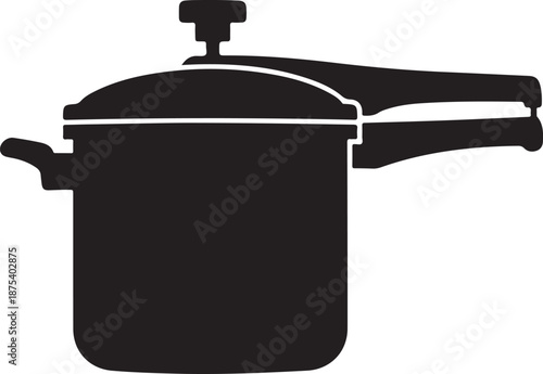 Black silhouette of a pressure cooker with lid and handle