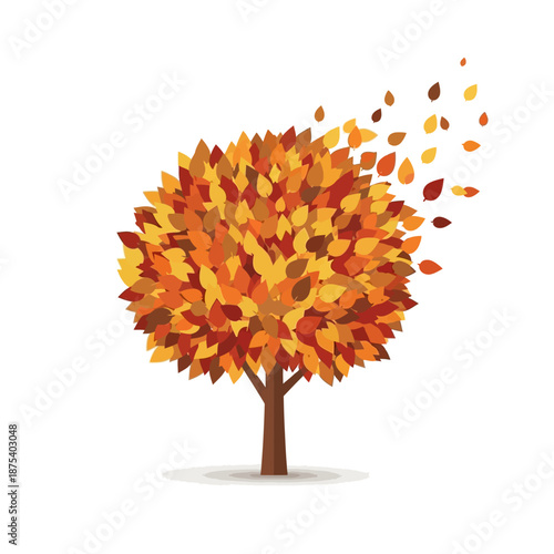 Autumn Tree with Falling Leaves