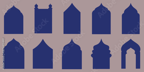 A diverse collection of elegant traditional architectural arch and dome silhouettes perfect for cultural design projects and historical representations