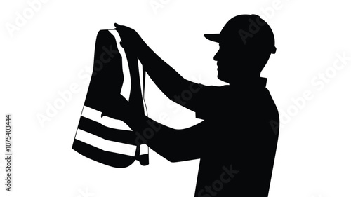 Firefighter in silhouette holding fire helmet