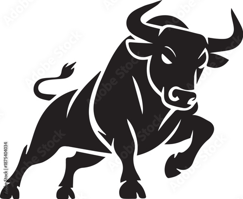 Strong Bull Silhouette Emblem with Fire vector AI image stock image 