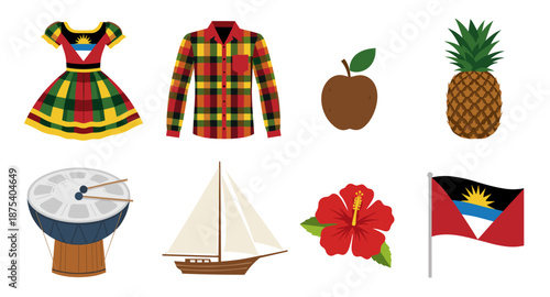 Antigua and Barbuda National Symbols Collection: Flag, Dress, Drum, and More