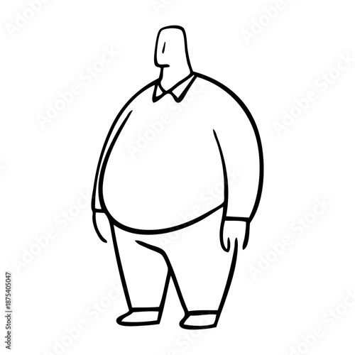 Dibujo sencillo con líneas de hombre con sobrepeso de pie