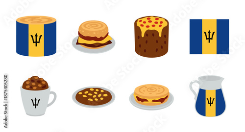 Barbados National Dishes and Flag Icons: A Culinary Representation