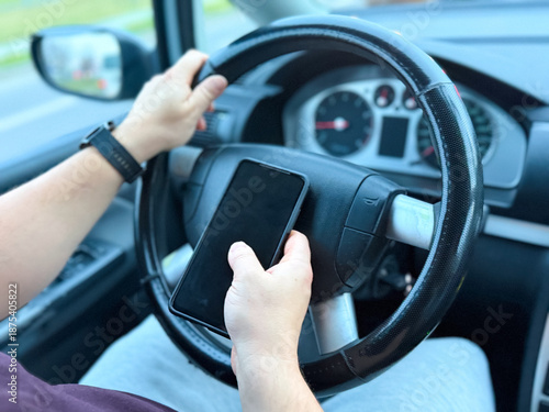 Distracted driving with smartphone in hand