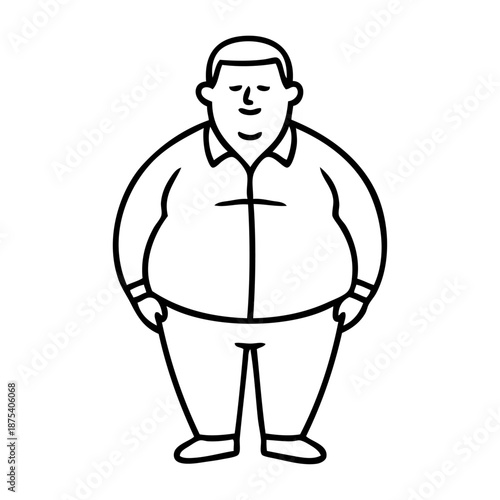 Dibujo sencillo con líneas de hombre con sobrepeso de pie
