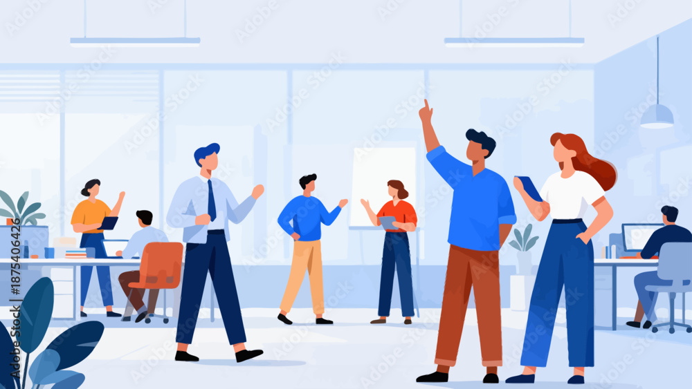 Obraz premium Office workers in a modern workspace