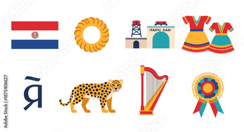 Collection of Paraguayan cultural symbols and landmarks