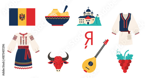 Moldovan cultural symbols and national elements collection