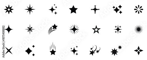 Sparkle vector icons set star icon Shine sparkle icon. . Shine symbol illustration. star sign collection. Star vector icons. Set of star symbols isolated.