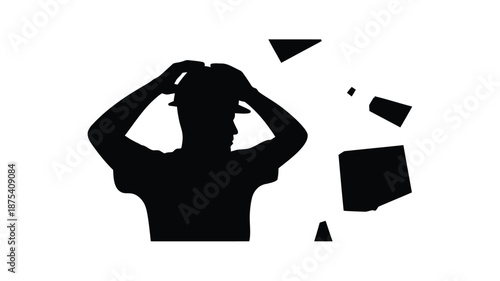 Frustrated person dealing with shattering stress and anxiety