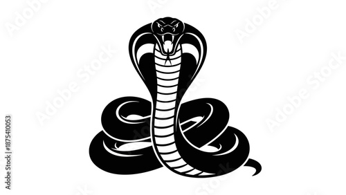 Black and White Cobra Snake Illustration.
