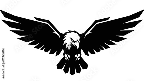 Black and White Eagle Silhouette Illustration.