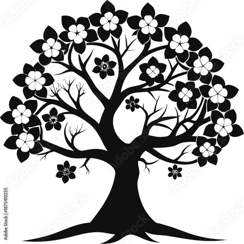 Dogwood Tree black silhouette vector icon