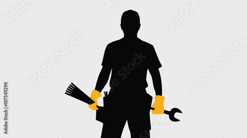 Worker with tools in hand for maintenance and repair tasks