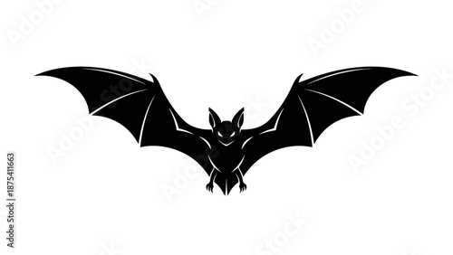 Black Bat Silhouette Flying in Air.