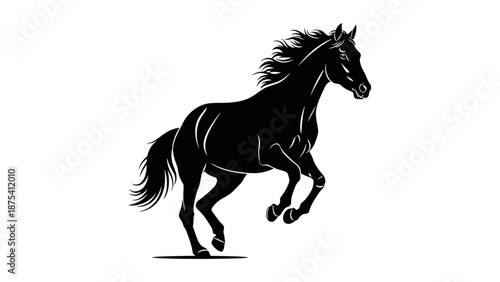 Black Horse Running Silhouette Illustration.
