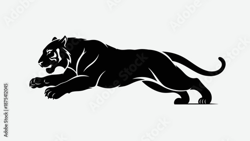 Black Panther Running Illustration Silhouette Design.