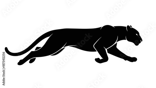Black Panther Silhouette Running Fast.