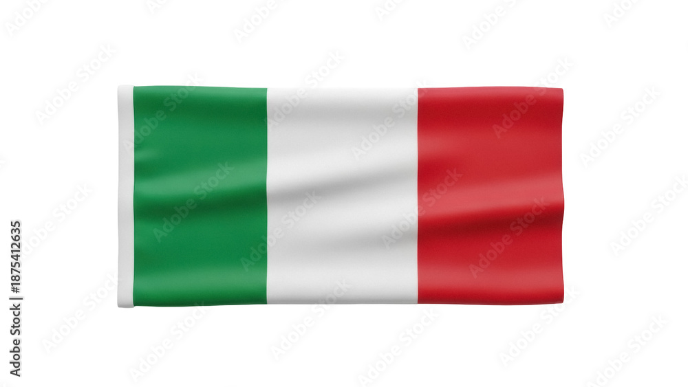 Obraz premium Waving Italian flag PNG isolated on transparent background, national symbol of Italy for graphic design and patriotic projects