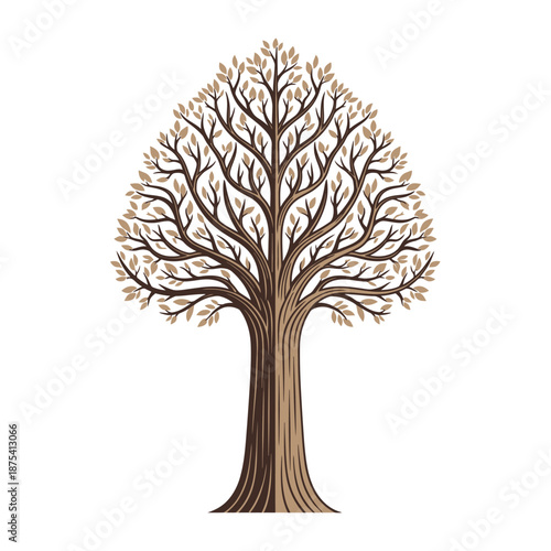 Stylized Tree Illustration with Brown and Beige Tones
