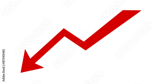 Tableau sur toile Red downward zigzag arrow