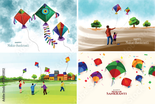 Happy makar sankranti holiday india festival background