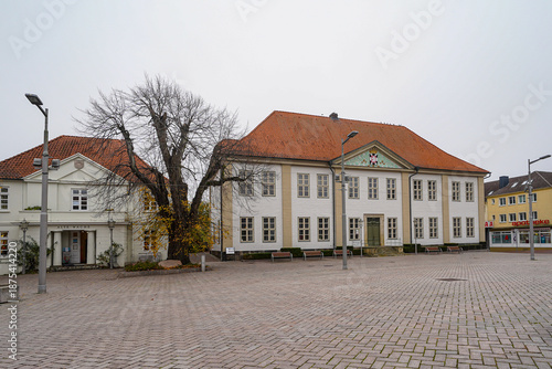 Ratzeburg in Schleswig-Holstein Domhof Altstadt Dom See Nebel Herbst Hafen Gebäude Backstein