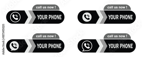 Call us now symbol vector. Template for contact details, support or service. Phone with call number. Vector illustration.