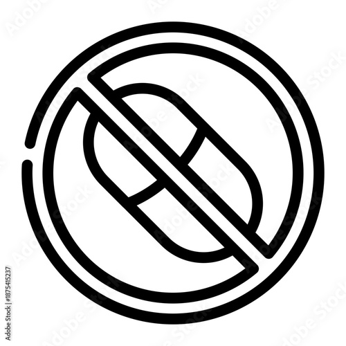 No Pills Medication Prohibition Icon	