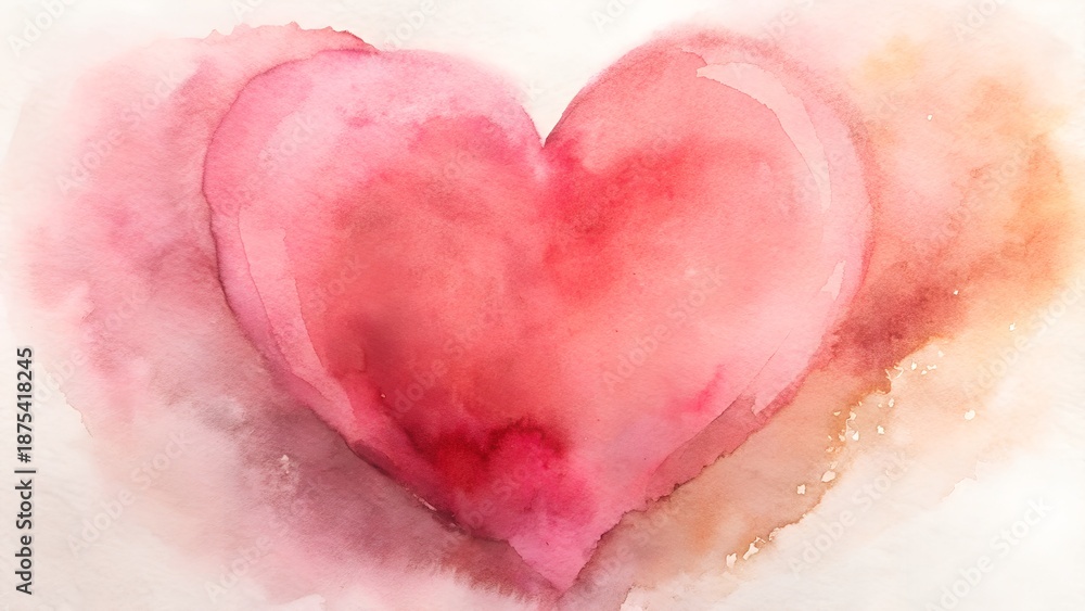 Fototapeta premium Abstract Watercolor Pink Heart Shape With Subtle Texture And Soft Light