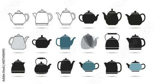 Collection of Various Teapot Designs and Styles.